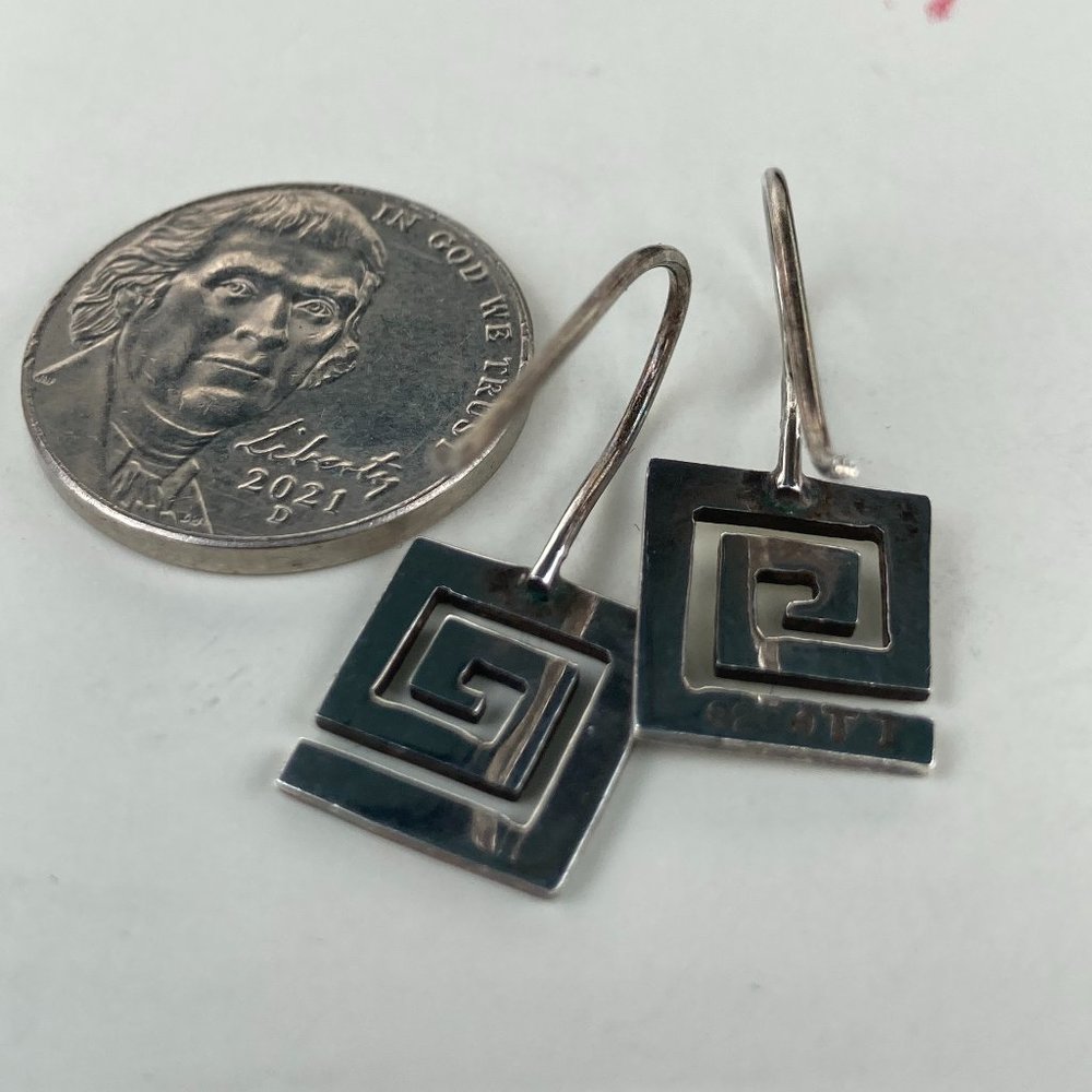 Small abstract sterling silver dangle ATI earrings